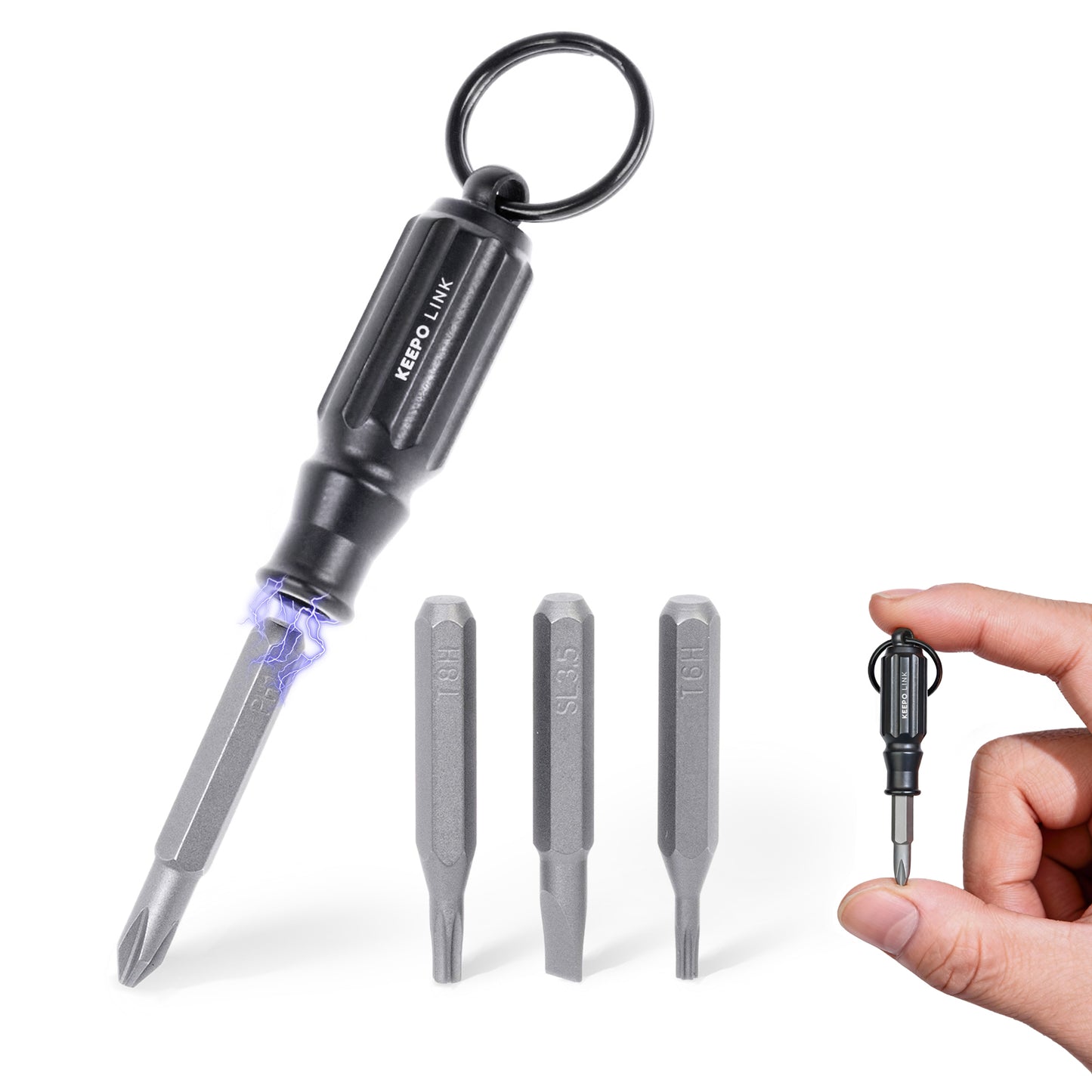 OLT01 Small Screwdriver with 4 Magnetic Bits (PH1, SL3.5, T6H, T8H)