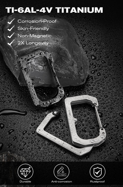 OLL01 Titanium Carabiner Keychain Clip with Measuring Ruler