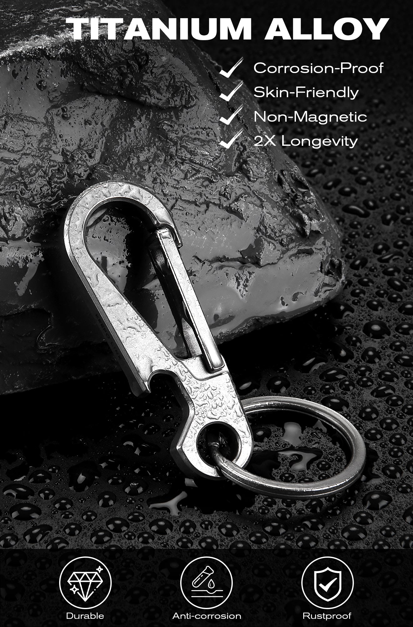 OLM02 Titanium Carabiner Keychain Clip with Bottle Opener