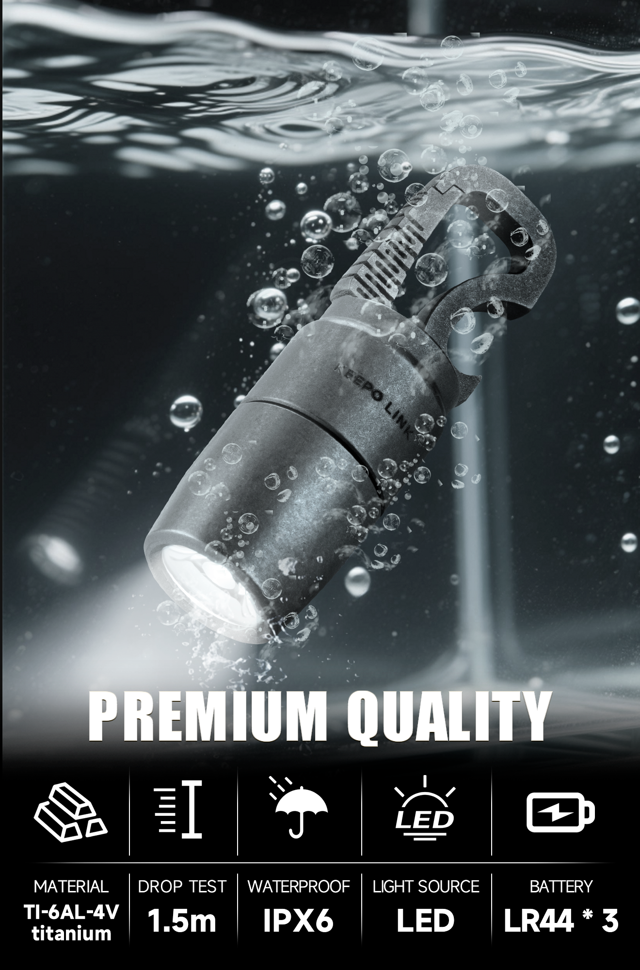 Titanium EDC Magnetic Flashlight