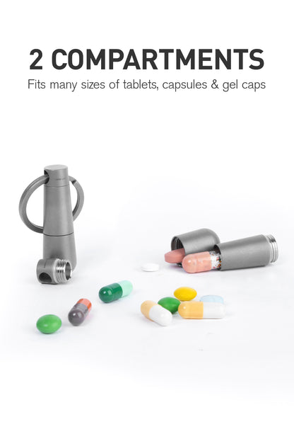 OLT02 Medicine Pill Organizer 2 Compartment with Key Ring