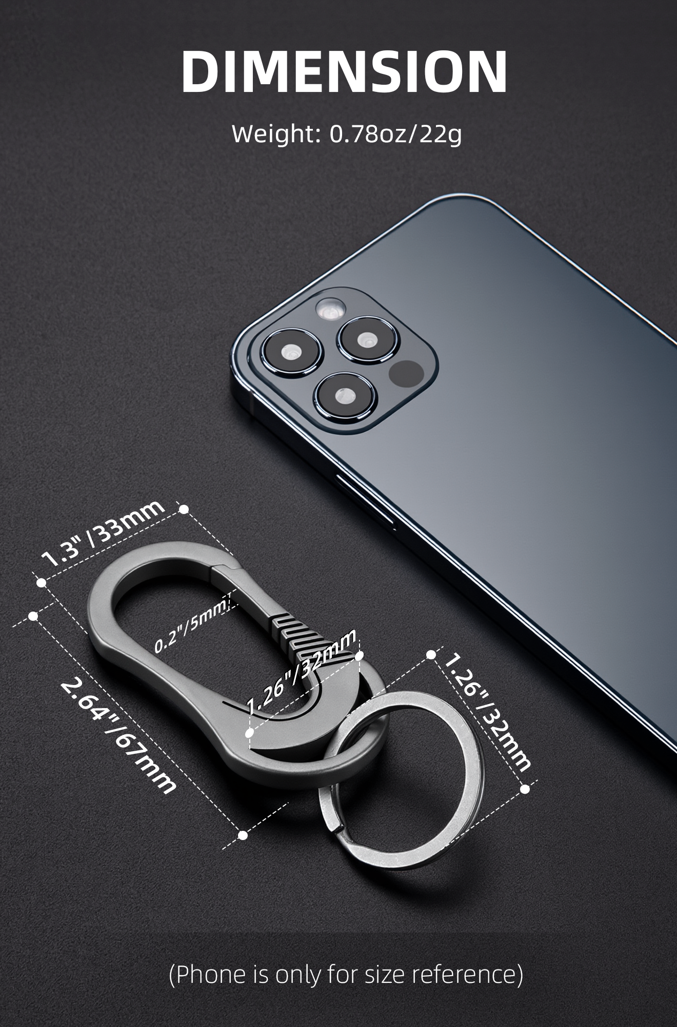 OLM01 Titanium Keychain Carabiner Clip for Keys