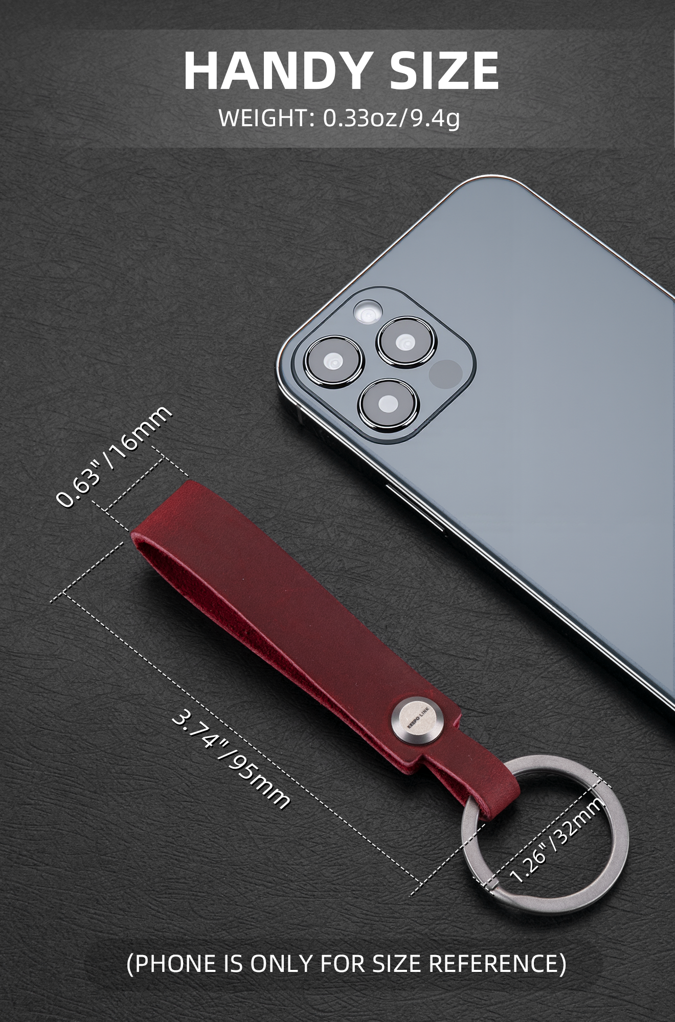 OLM03 Leather Keychain Strap with Titanium Key Ring