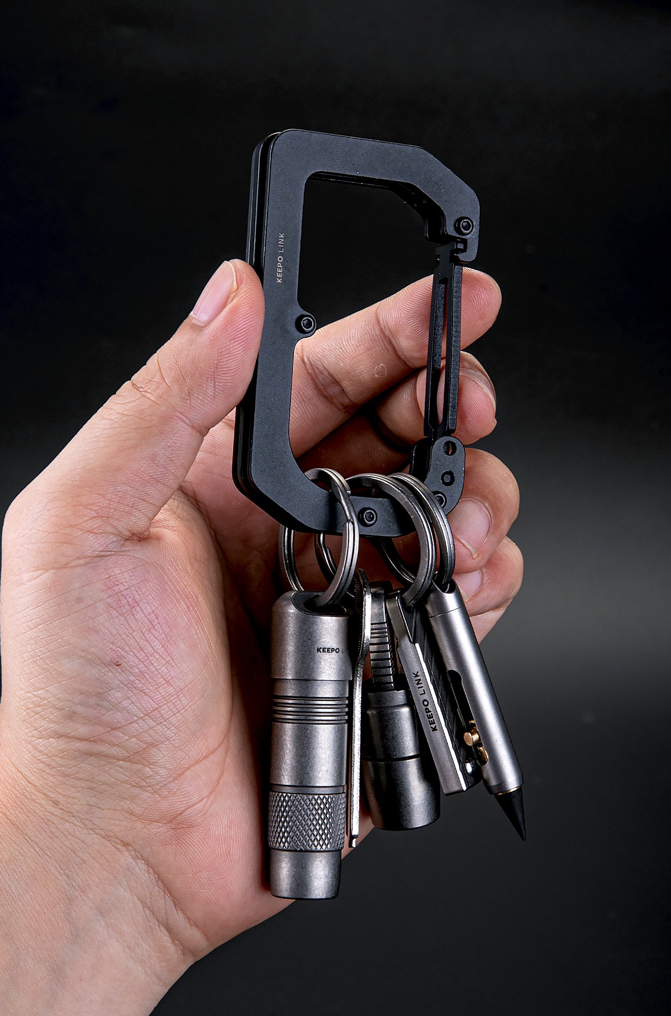 3-in-1 EDC Titanium Carabiner Keychain
