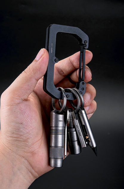 OLL01 Titanium Carabiner Keychain Clip with Measuring Ruler