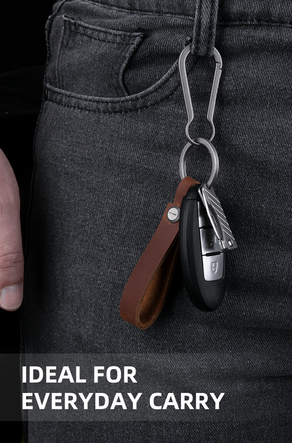 OLM03 Leather Keychain Strap with Titanium Key Ring