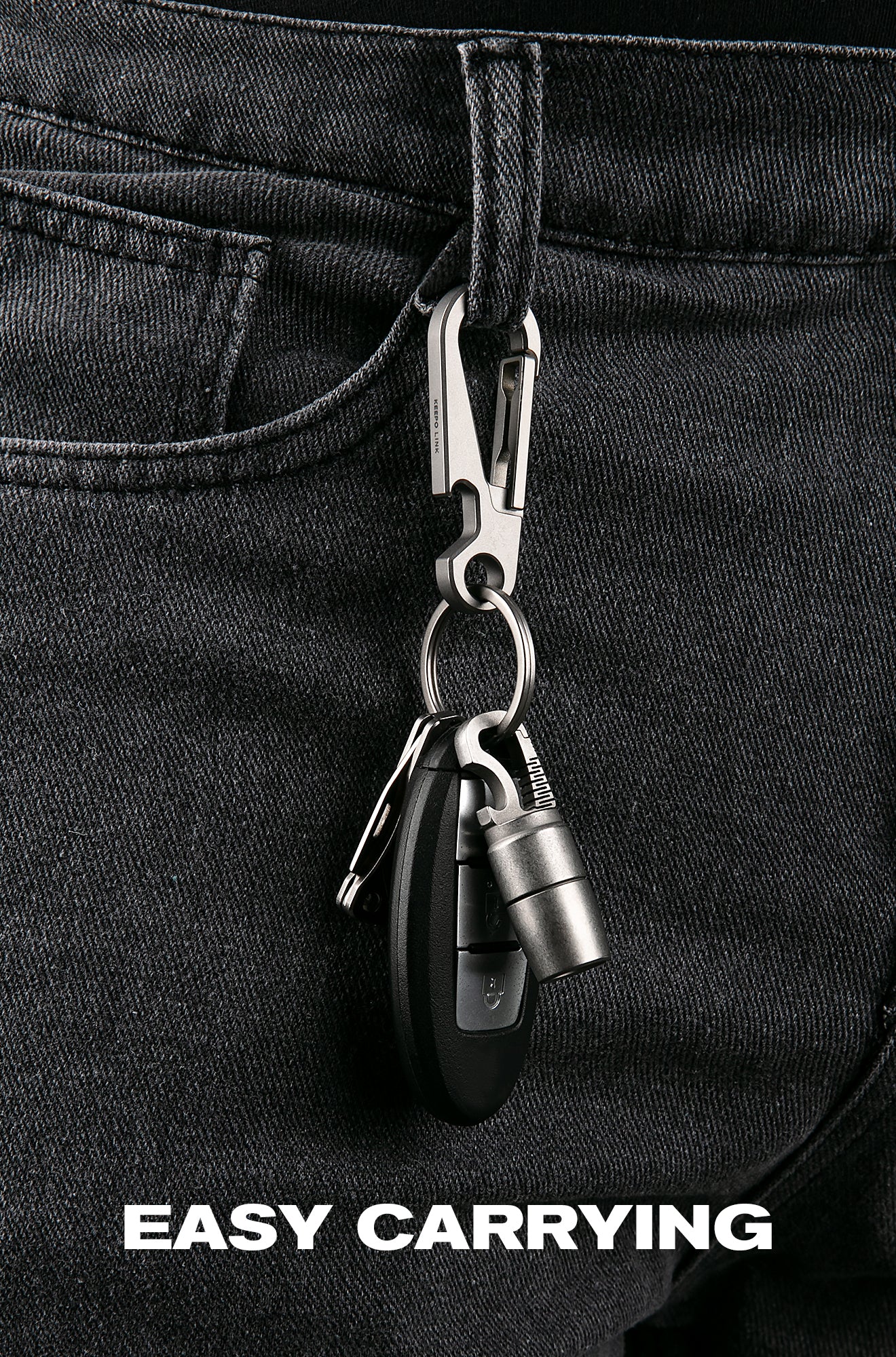 OLM02 Titanium Carabiner Keychain Clip with Bottle Opener