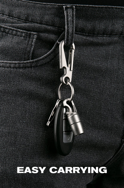 OLM02 Titanium Carabiner Keychain Clip with Bottle Opener