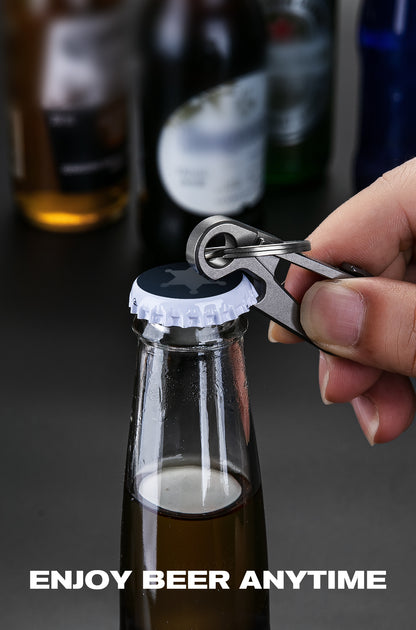 OLM02 Titanium Carabiner Keychain Clip with Bottle Opener