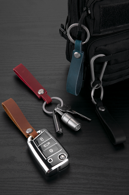 OLM03 Leather Keychain Strap with Titanium Key Ring