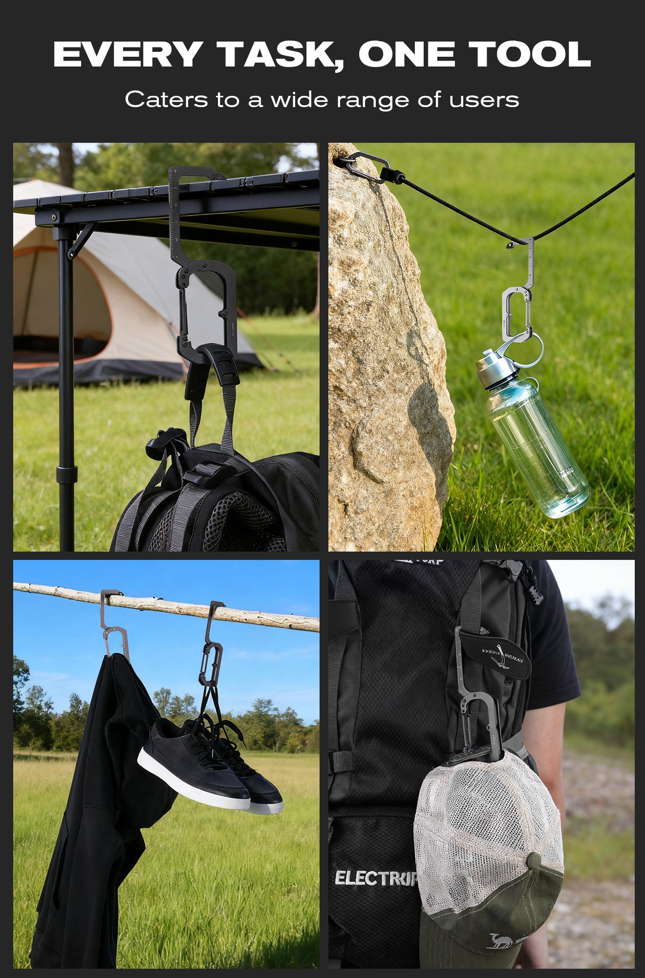 3-in-1 EDC Titanium Carabiner Keychain