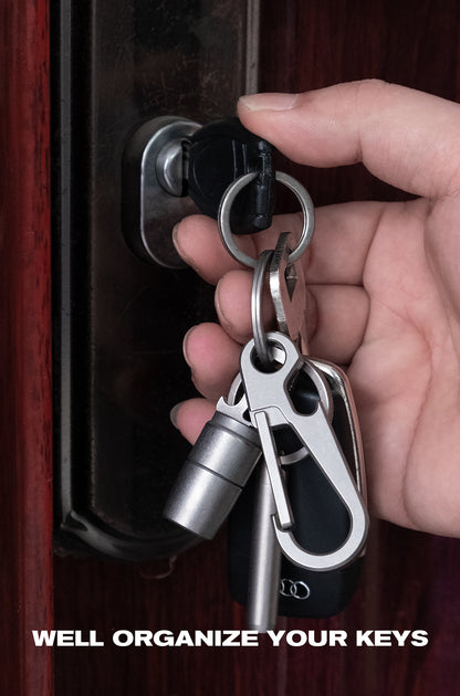 OLM02 Titanium Carabiner Keychain Clip with Bottle Opener