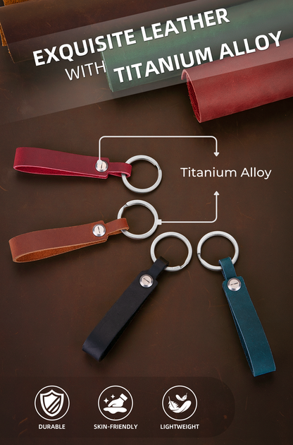 OLM03 Leather Keychain Strap with Titanium Key Ring